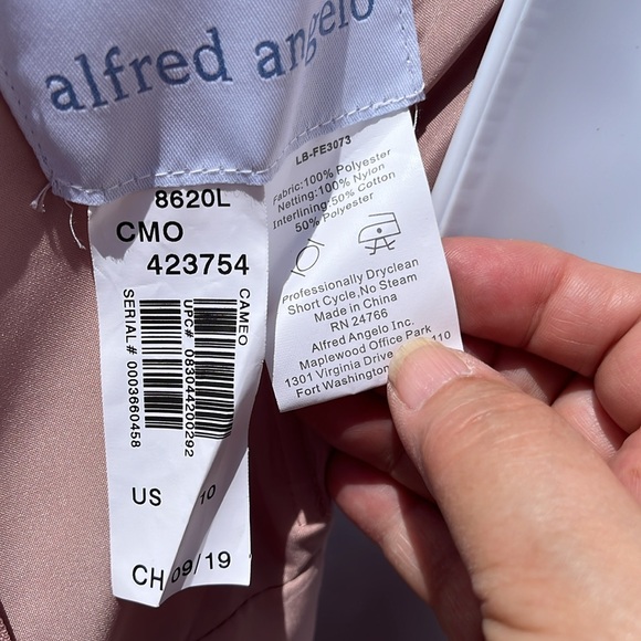 NWT Alfred Angelo Formal Evening Gown Blush Tulle Ruffle Maxi Sz 10 - Picture 11 of 14